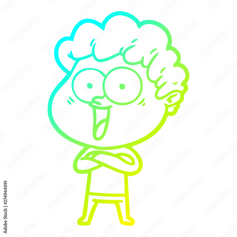 cold gradient line drawing cartoon happy man cold gradient line drawing cartoon happy man