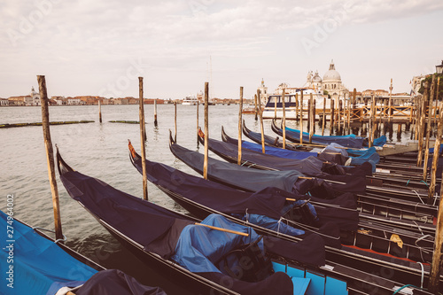 Panoramic view of Laguna Veneta coast of Venice city with gondolas © TravelFlow
