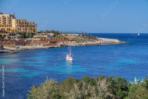 Obraz na płótnie Spinola Bay in St Julians, Malta w salonie