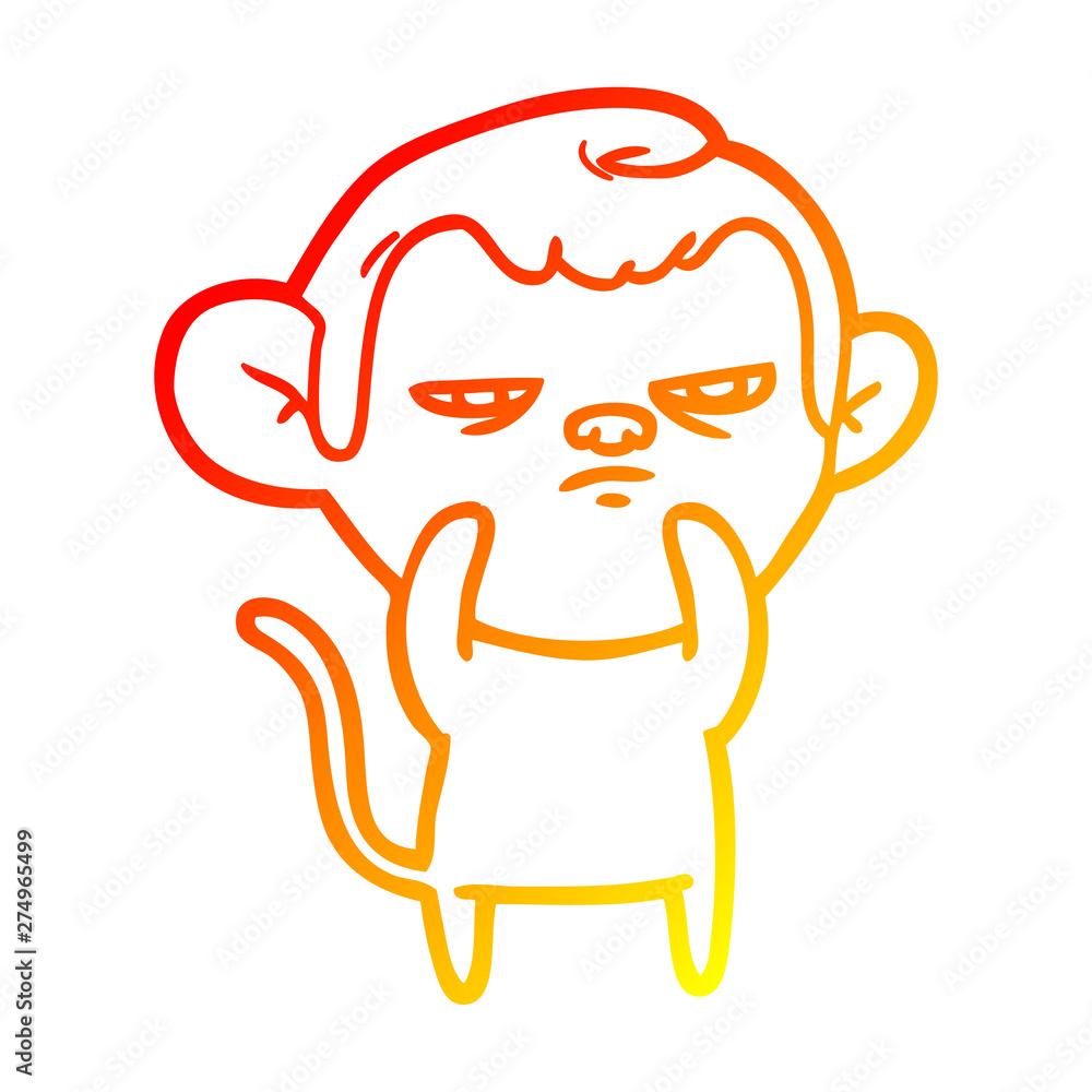 warm gradient line drawing cartoon monkey warm gradient line drawing cartoon monkey