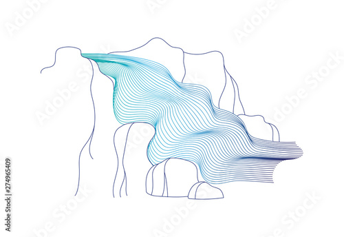 Vector illustration of waterfall cascade