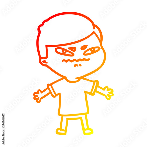 warm gradient line drawing cartoon exasperated man