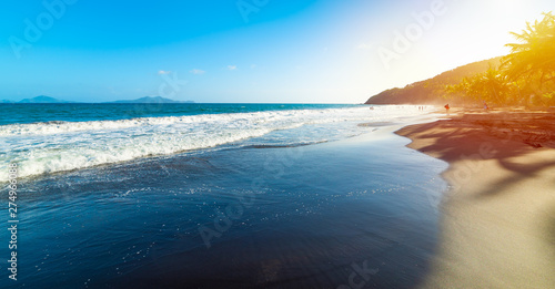 Fototapeta Naklejka Na Ścianę i Meble -  Sunset in Grande Anse beach in Guadeloupe