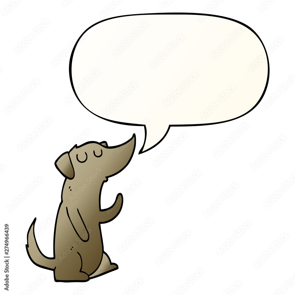cartoon dog and speech bubble in smooth gradient style cartoon dog and speech bubble in smooth gradient style