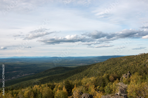 Panorama of mountains scenes in national park Kachkanar  Russia