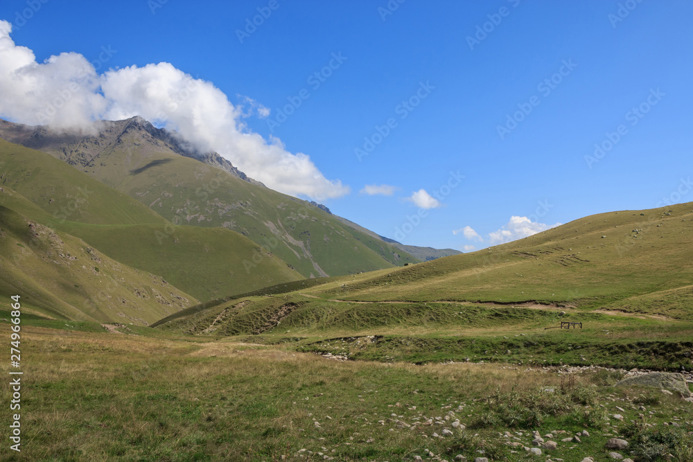 Close up view mountains scenes in national park Dombay, Caucasus