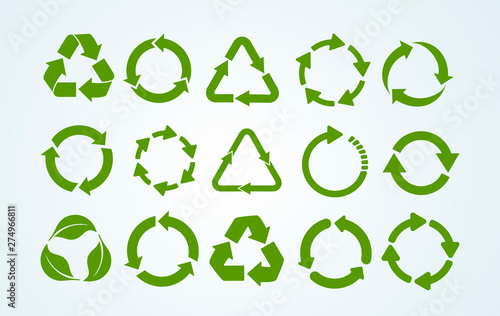Big set of Recycle icon. Recycle Recycling symbol. Vector illustration. Isolated on white background. photo