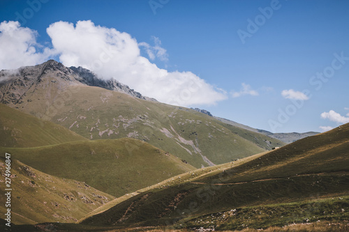Close up view mountains scenes in national park Dombay, Caucasus