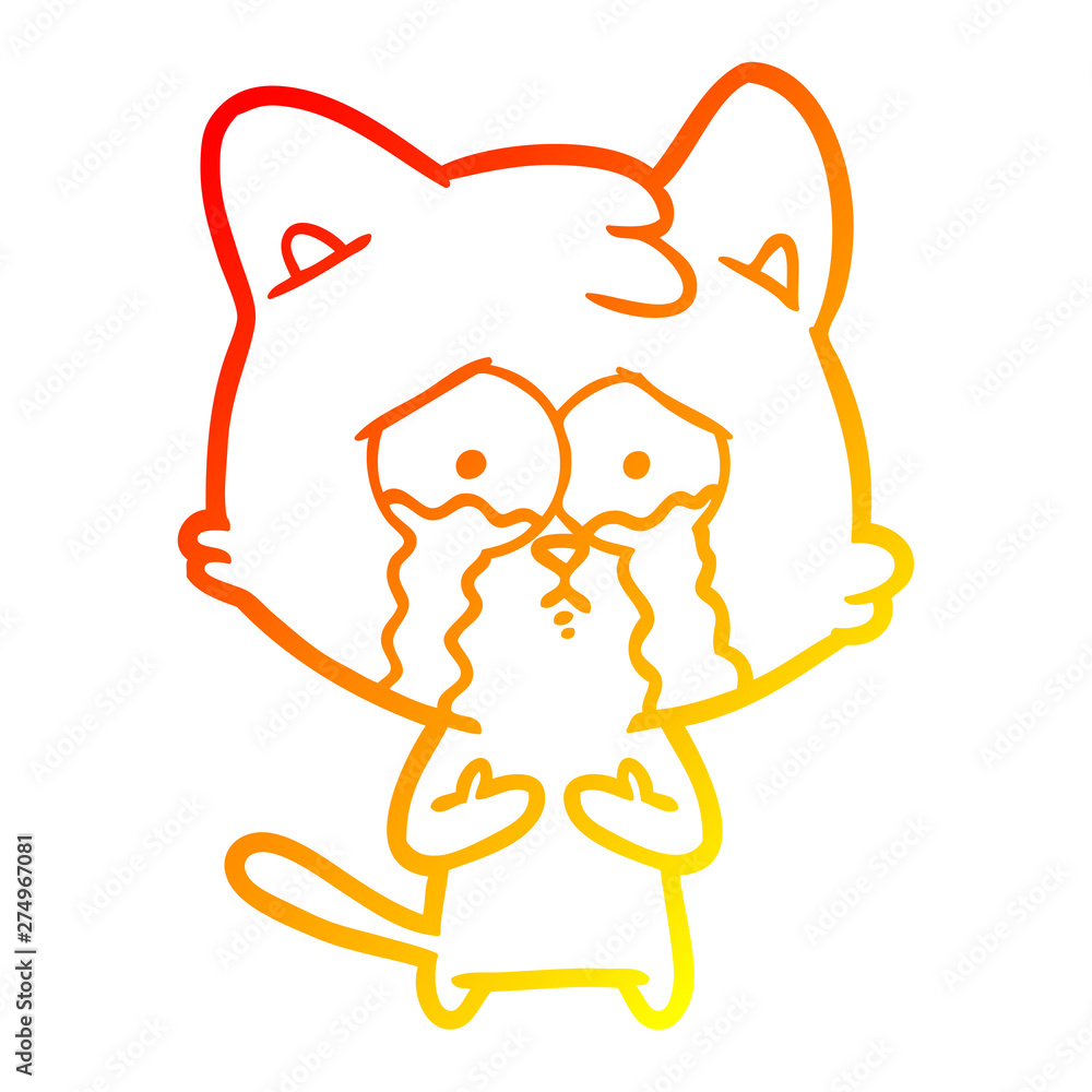warm gradient line drawing cat crying cartoon warm gradient line drawing cat crying cartoon