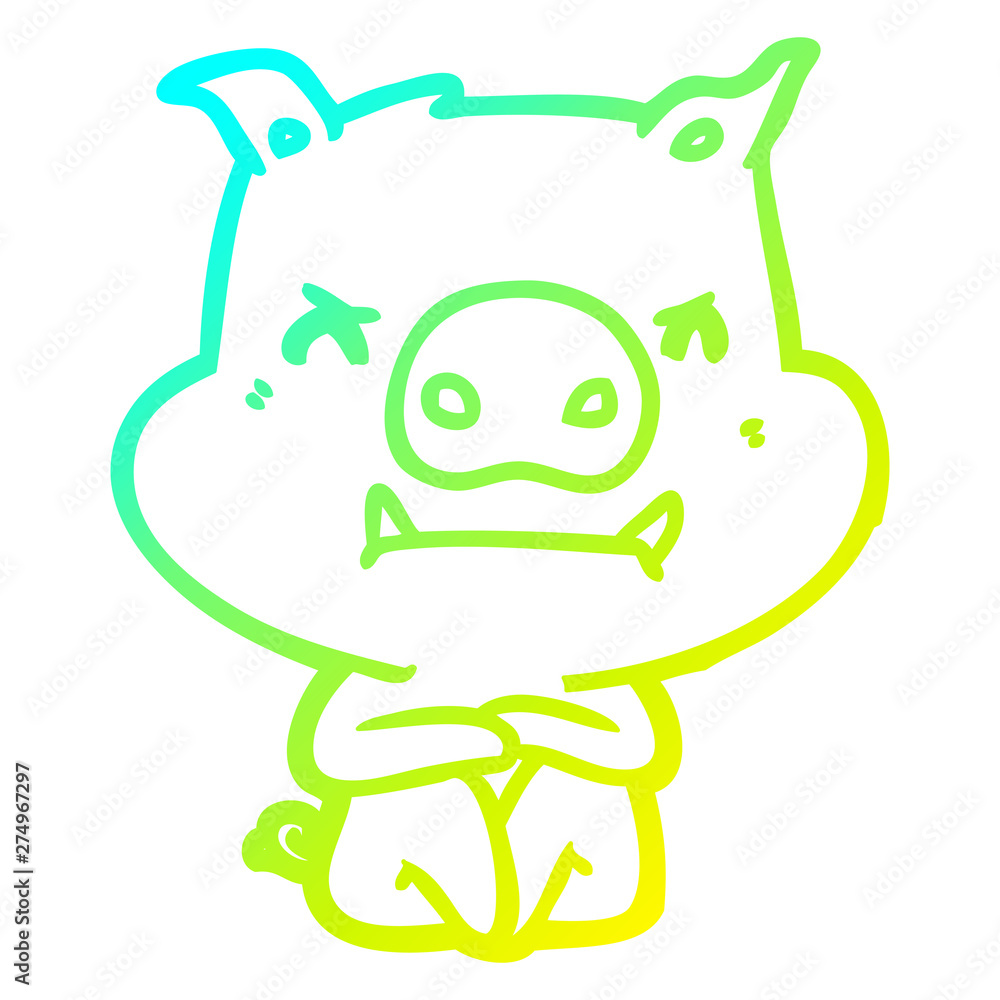 cold gradient line drawing angry cartoon pig cold gradient line drawing angry cartoon pig