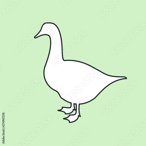 goose, gander, black outline on white background, line icon. vector illustration.
