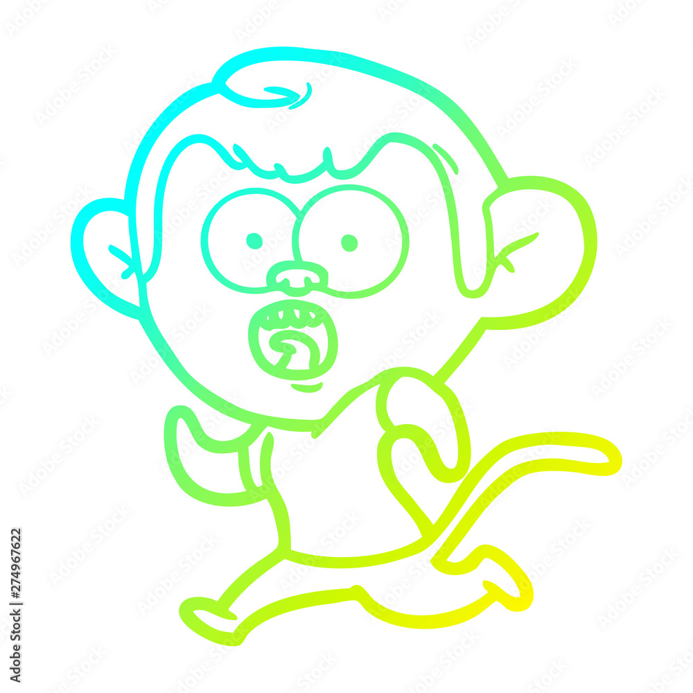 cold gradient line drawing cartoon running monkey cold gradient line drawing cartoon running monkey