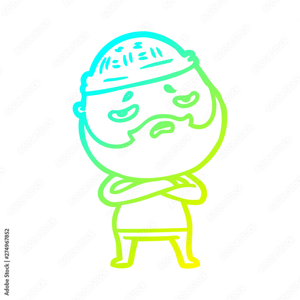 cold gradient line drawing cartoon worried man with beard cold gradient line drawing cartoon worried man with beard