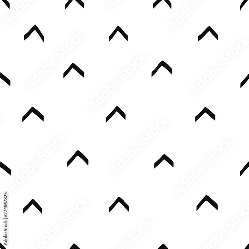 Arrows point up hand drawn vector seamless pattern. Geometrical simple texture. Black, monochrome checkmark sketch on white background. Abstract background, backdrop textile design