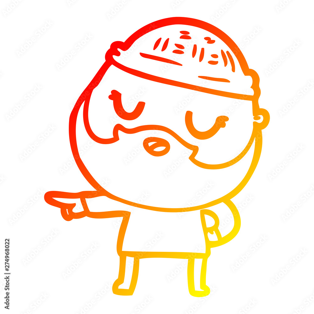 warm gradient line drawing cute cartoon man with beard