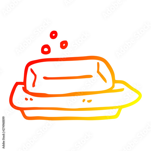 warm gradient line drawing cartoon soap and dish
