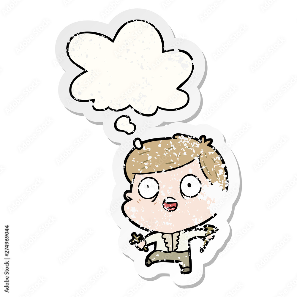 cartoon man hunting vampires and thought bubble as a distressed worn sticker cartoon man hunting vampires and thought bubble as a distressed worn sticker