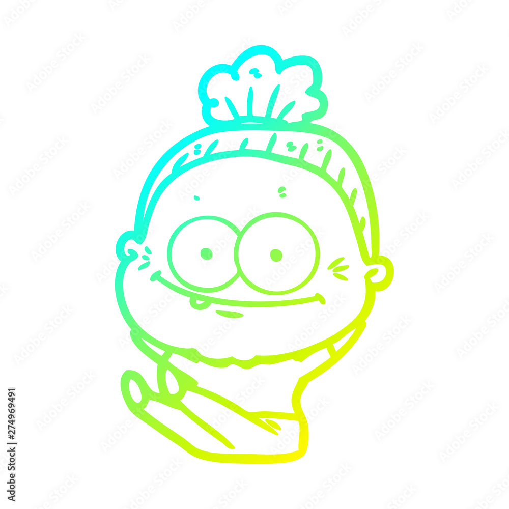 cold gradient line drawing cartoon happy old woman cold gradient line drawing cartoon happy old woman
