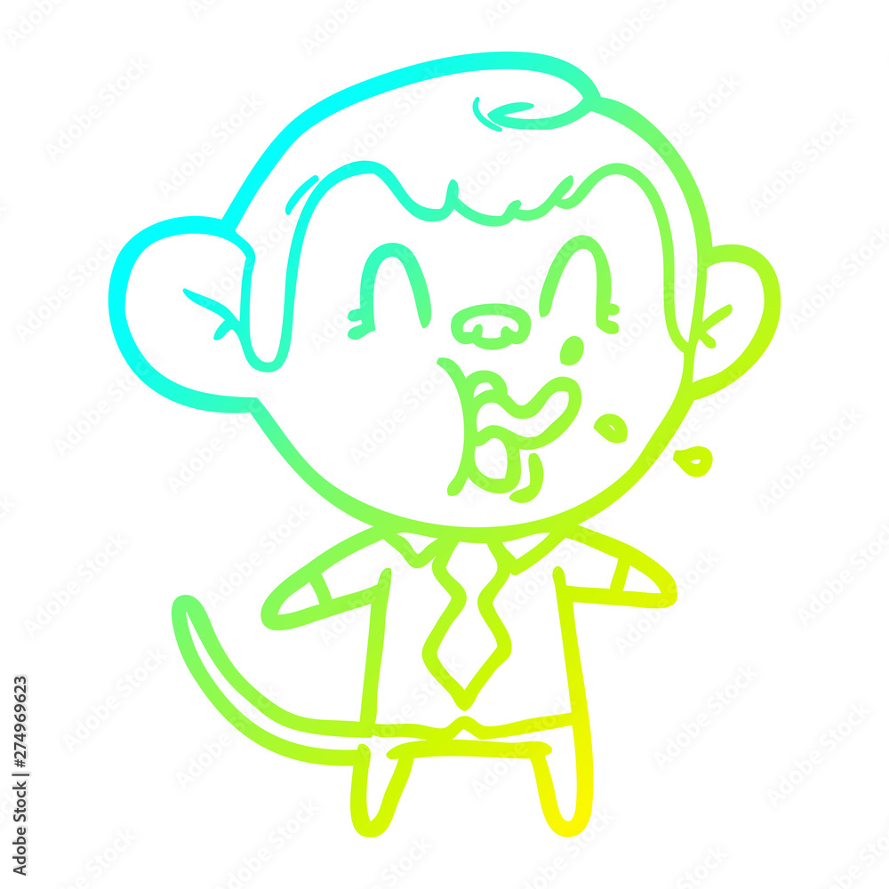 cold gradient line drawing crazy cartoon business monkey cold gradient line drawing crazy cartoon business monkey