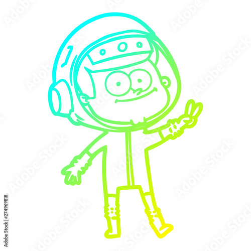 cold gradient line drawing happy astronaut cartoon