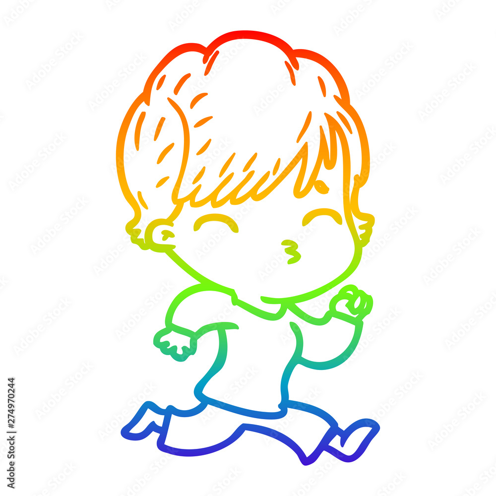 rainbow gradient line drawing cartoon woman thinking rainbow gradient line drawing cartoon woman thinking