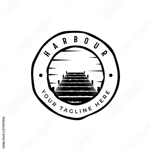 Harbor logo design emblem illustration-Vector