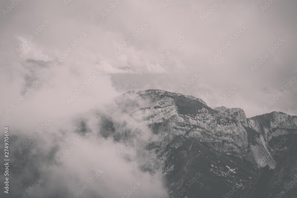 Fototapeta premium Panorama view of mountains scene from top Pilatus Kulm in Lucerne