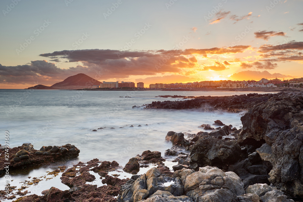 El Medano Tenerife island sunset.