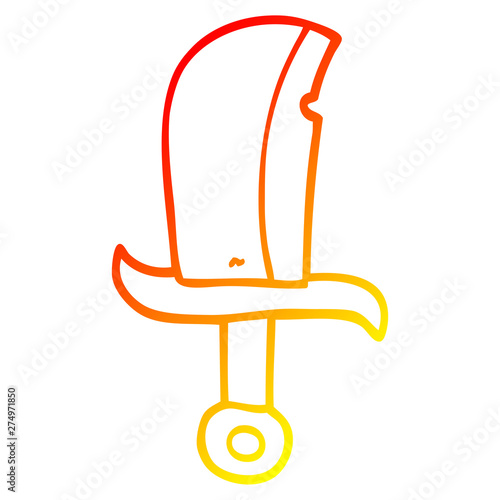 warm gradient line drawing cartoon dagger