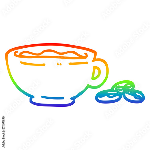 rainbow gradient line drawing cartoon espresso cup