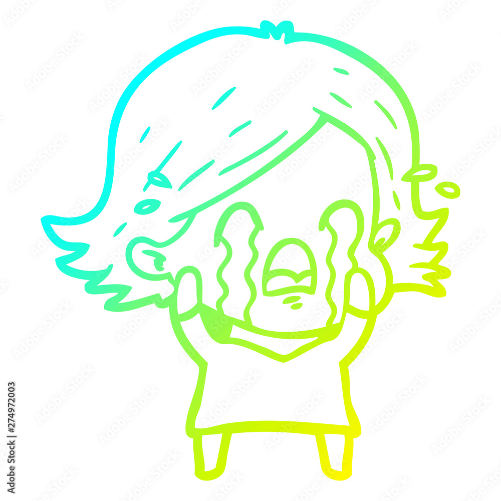 cold gradient line drawing cartoon woman crying cold gradient line drawing cartoon woman crying