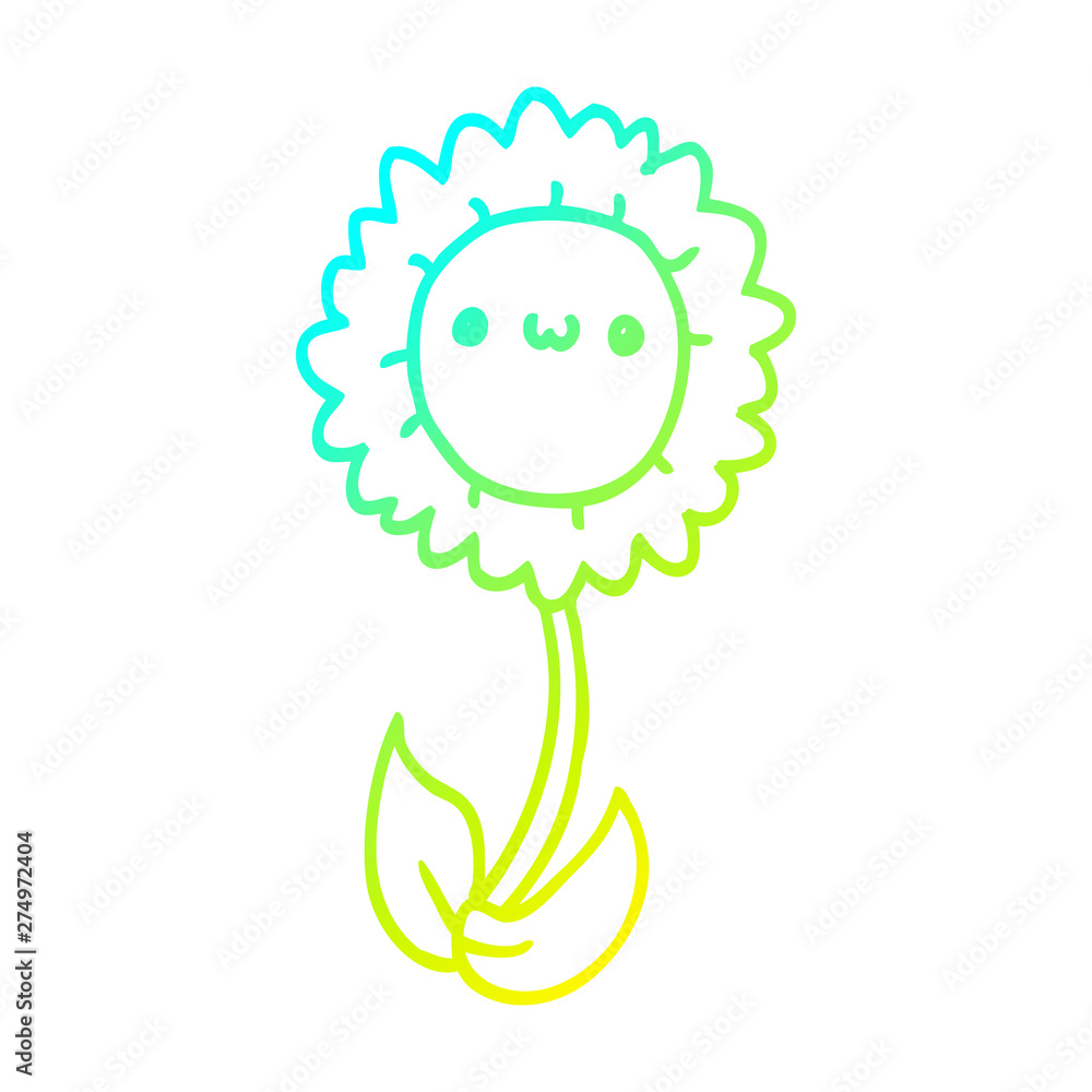 cold gradient line drawing cartoon flower cold gradient line drawing cartoon flower