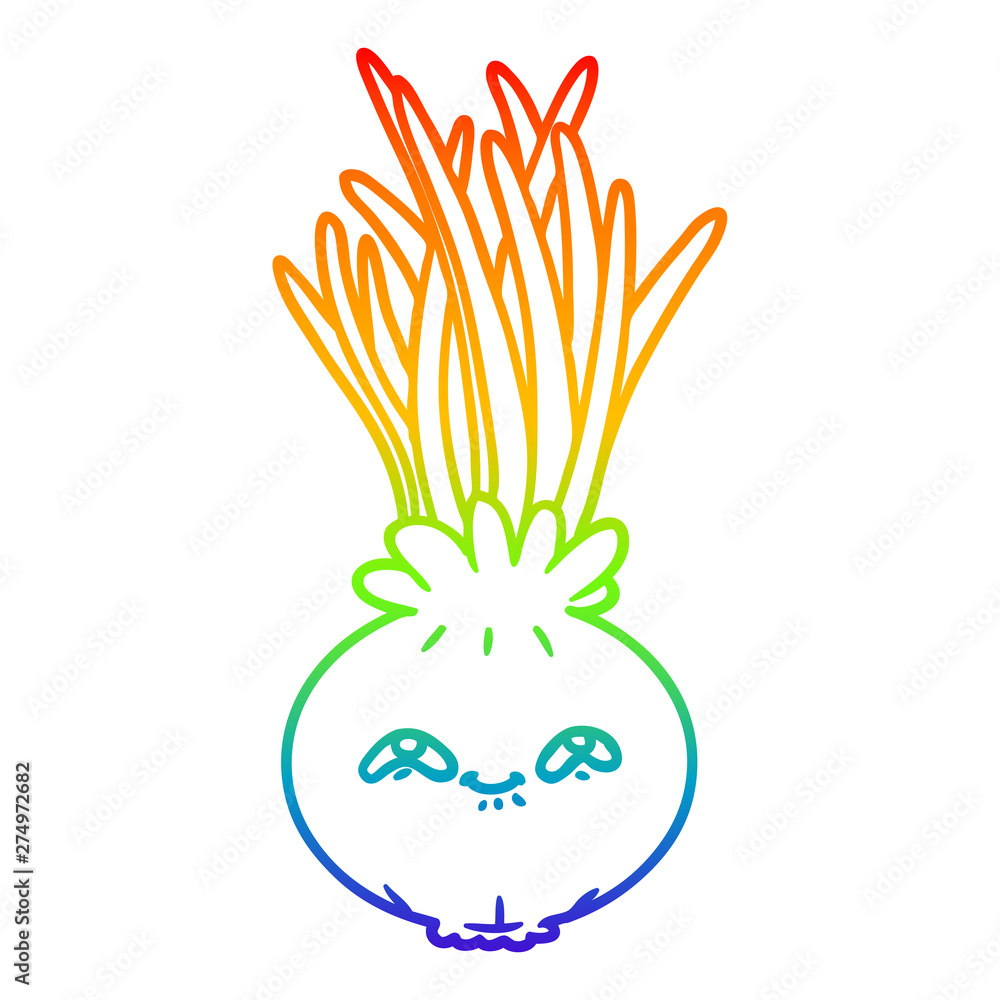 Fototapeta premium rainbow gradient line drawing cartoon onion