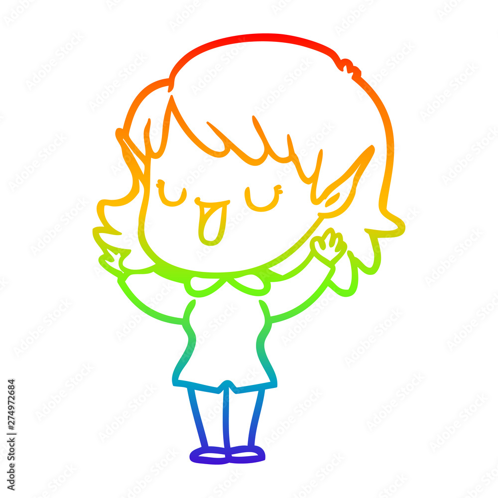 rainbow gradient line drawing cartoon elf girl rainbow gradient line drawing cartoon elf girl