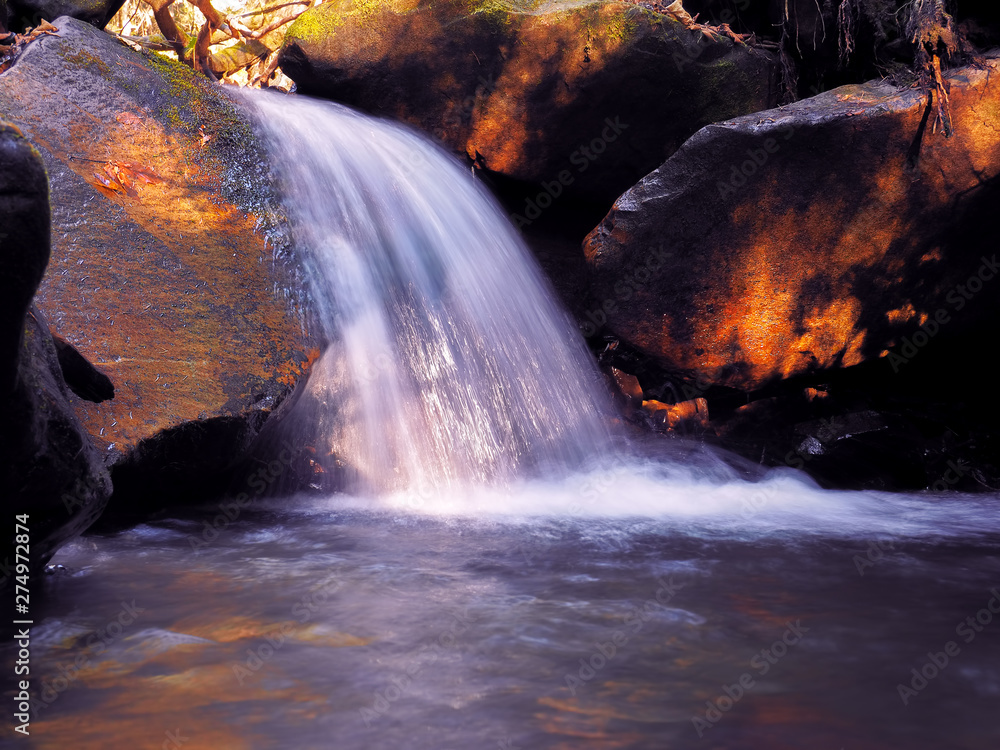 waterfall at the carpathian forest