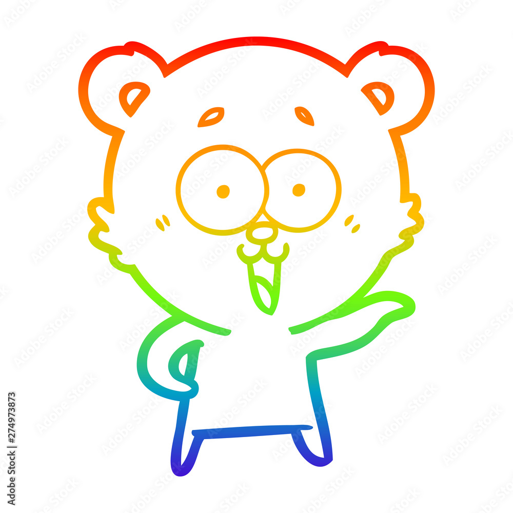 rainbow gradient line drawing laughing teddy bear cartoon rainbow gradient line drawing laughing teddy bear cartoon