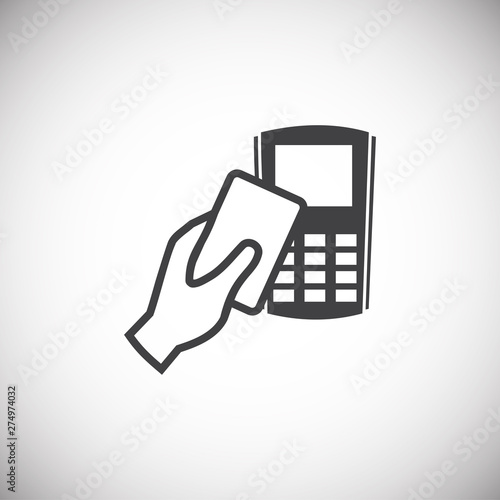 Pos terminal icon on background for graphic and web design. Simple illustration. Internet concept symbol for website button or mobile app.