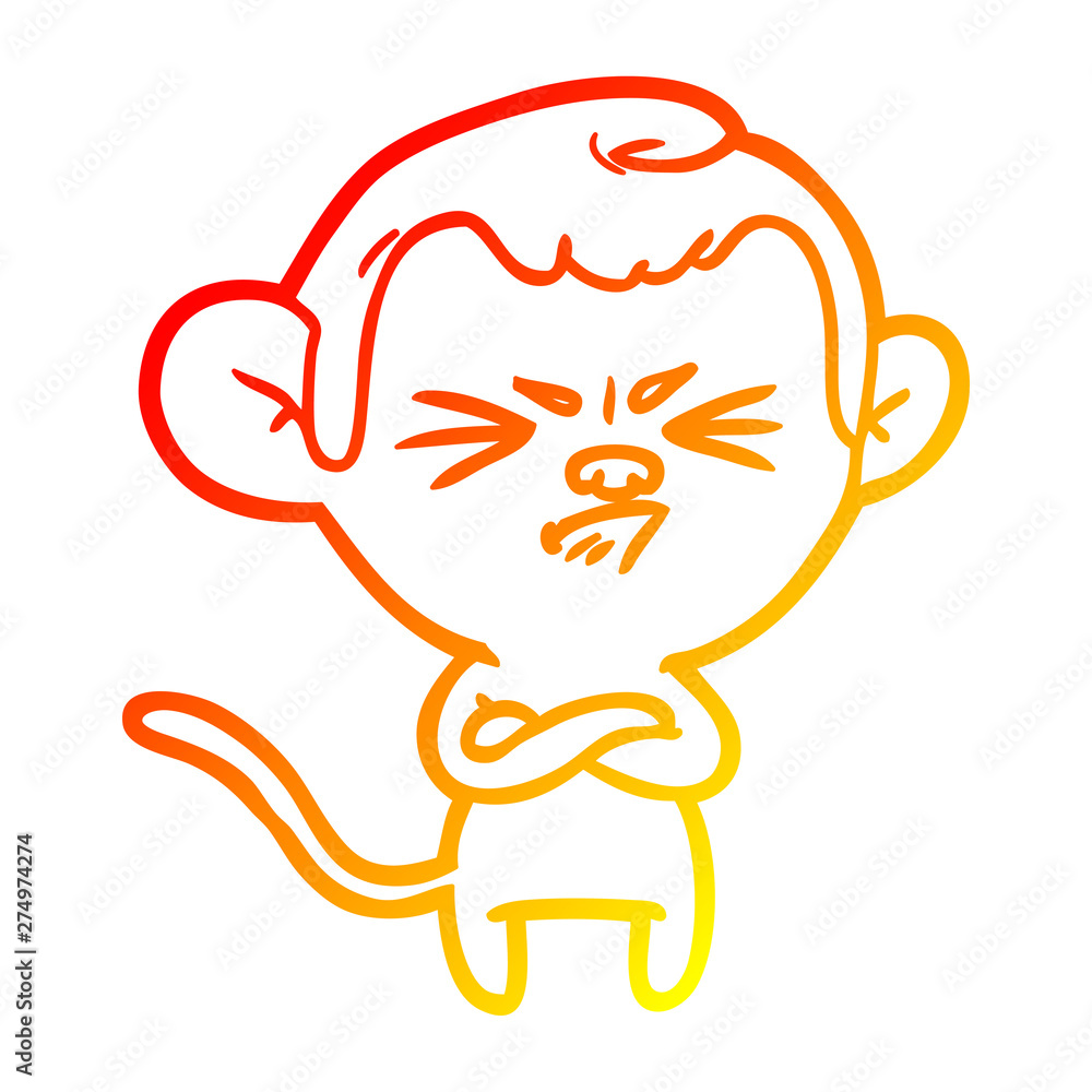 warm gradient line drawing cartoon annoyed monkey