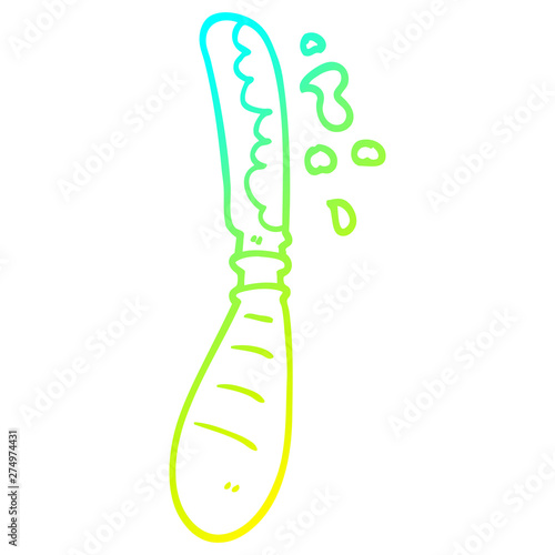 cold gradient line drawing cartoon jam spreading knife