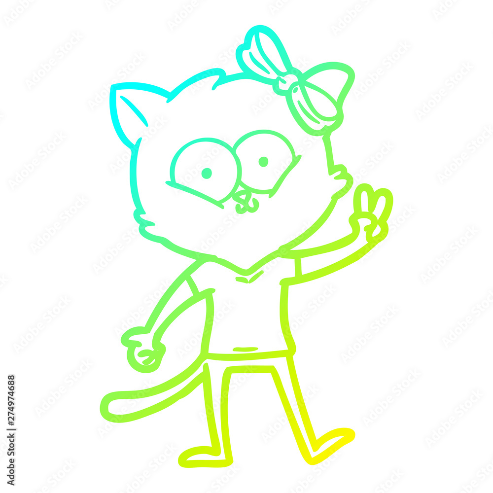 cold gradient line drawing cartoon cat cold gradient line drawing cartoon cat