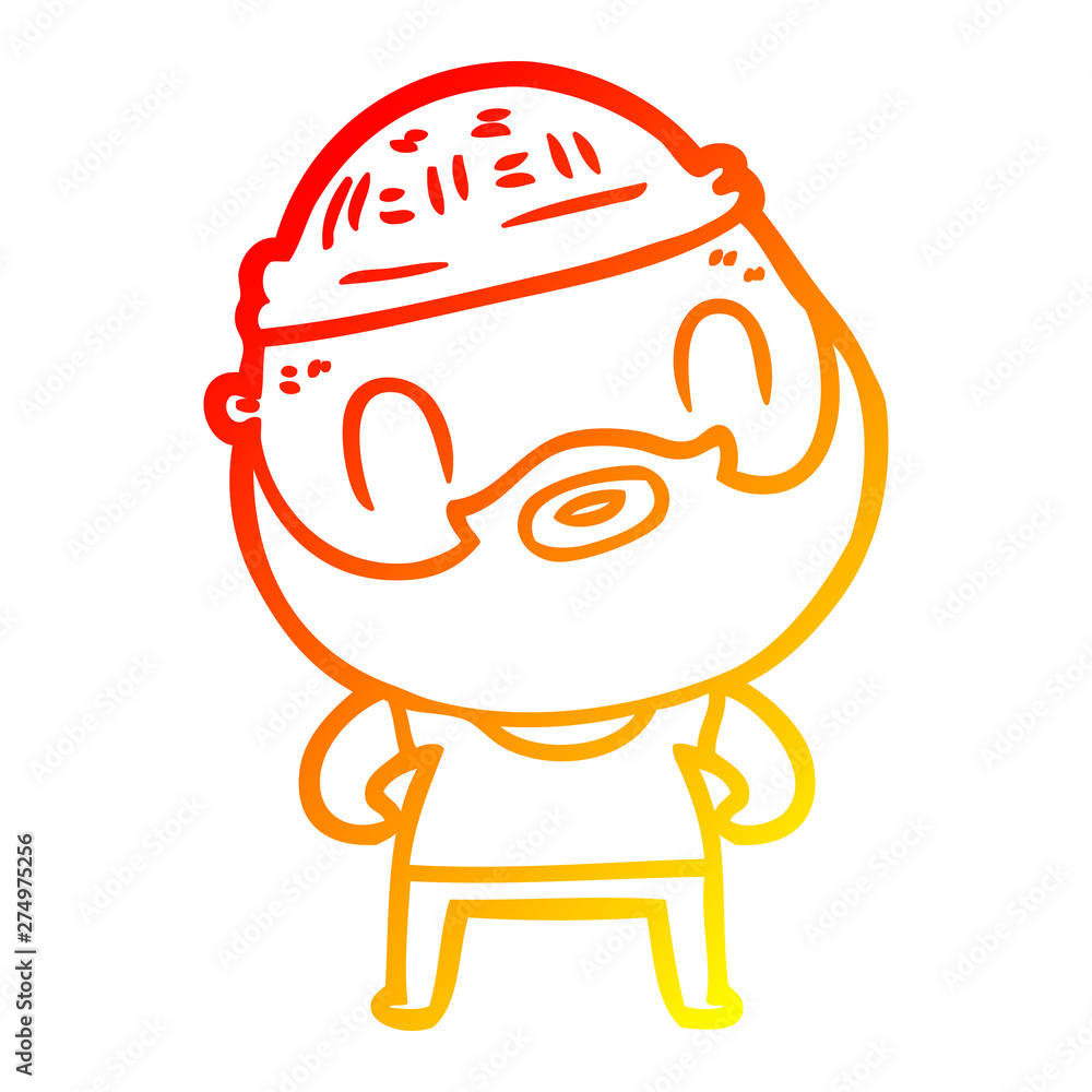 warm gradient line drawing cartoon bearded man warm gradient line drawing cartoon bearded man