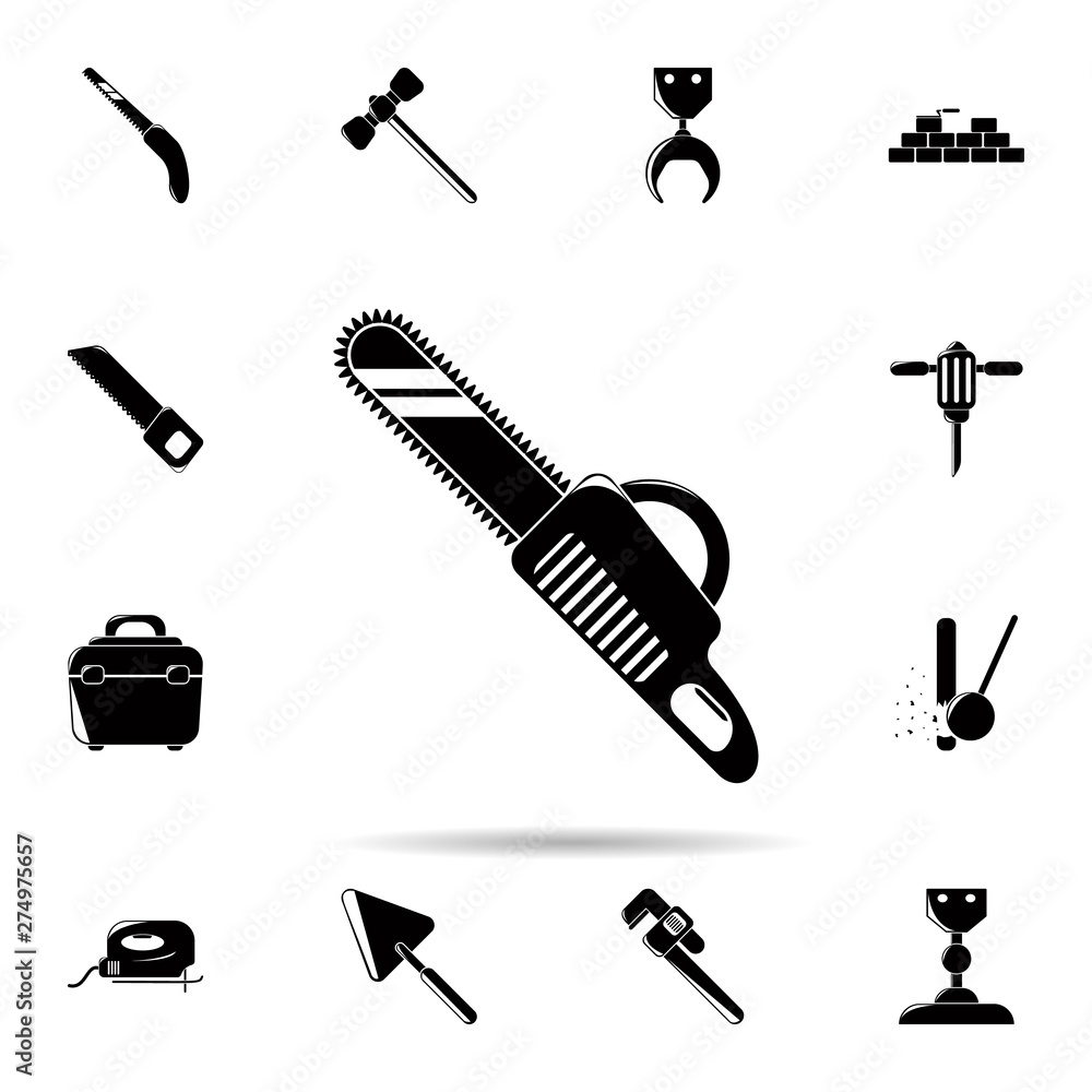 Chainsaw icon. Universal set of construction tools for website design and development, app development Chainsaw icon. Universal set of construction tools for website design and development, app development