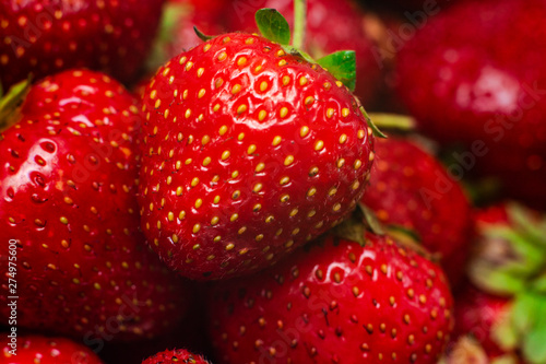 Red sweet strawberry. Close up. Food background.