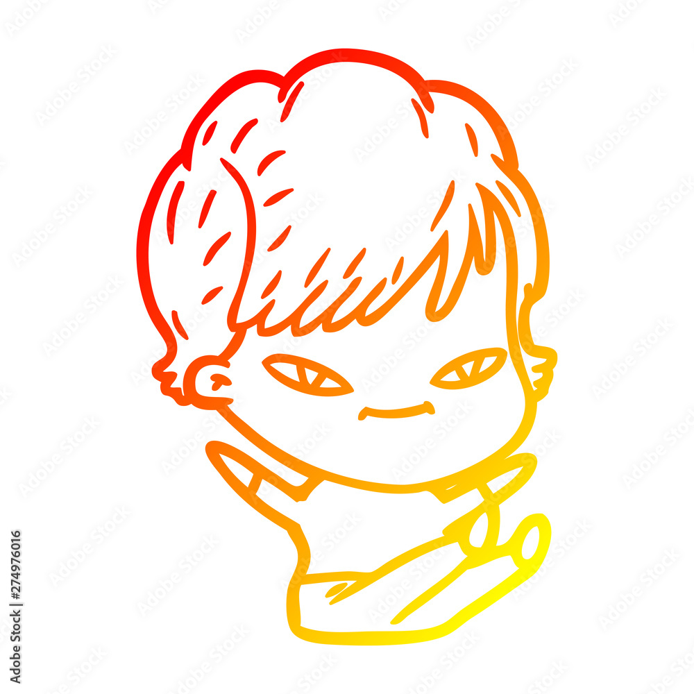 warm gradient line drawing cartoon happy woman warm gradient line drawing cartoon happy woman