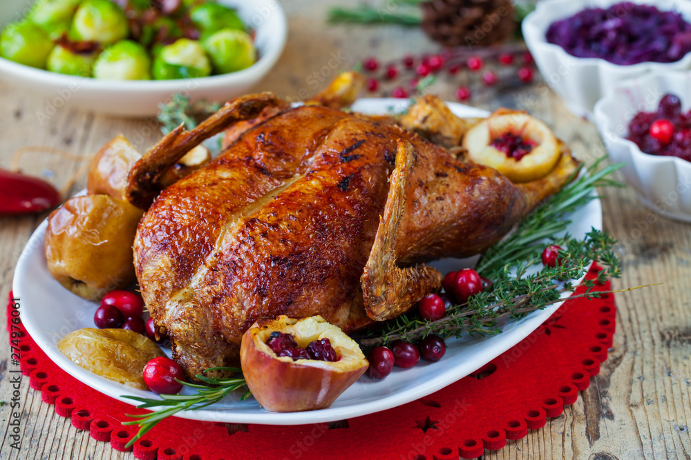 Festive roast duck with apples and cranberries Festive roast duck with apples and cranberries