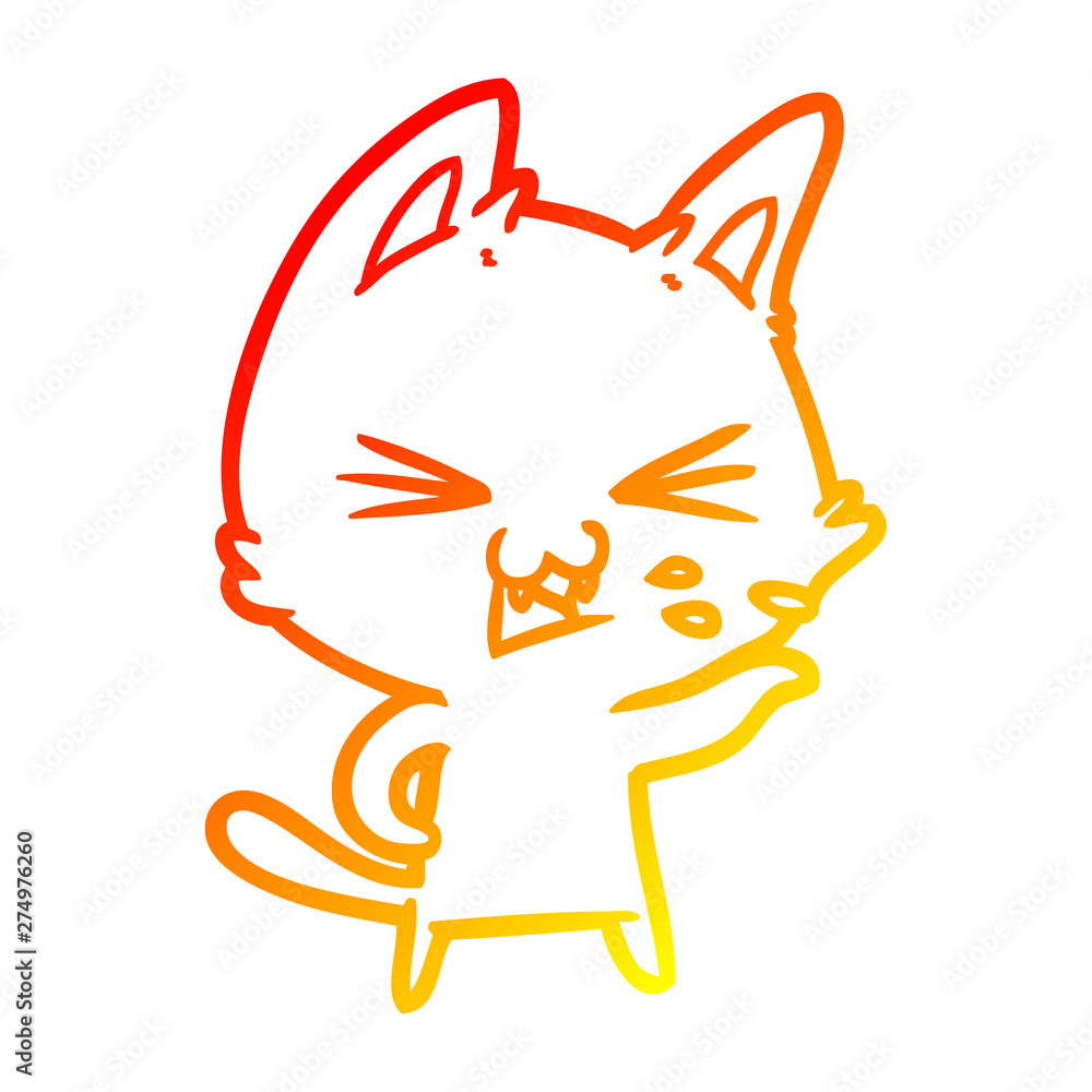 warm gradient line drawing cartoon cat hissing warm gradient line drawing cartoon cat hissing