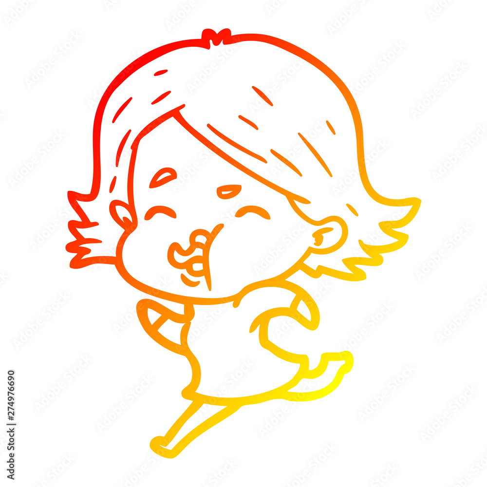 warm gradient line drawing cartoon girl pulling face warm gradient line drawing cartoon girl pulling face
