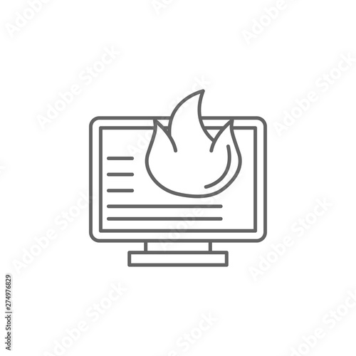 data loss, hacking icon. Element of cyber crime icon. Thin line icon for website design and development, app development