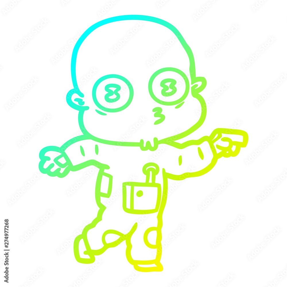 cold gradient line drawing cartoon weird bald spaceman cold gradient line drawing cartoon weird bald spaceman