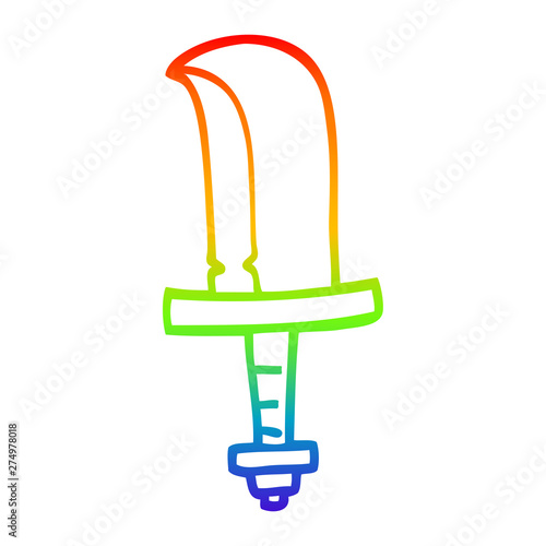 rainbow gradient line drawing cartoon old dagger